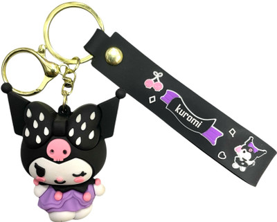 HappierYou Kuromi 3D Silicone Keychain with Amazing Belt or Ribbon | Sanrio Kuromi Keychain Key Chain
