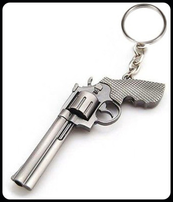 gtrp Trendy-Antique Polish Revolver Gun Pistol Metal keychain Key Chain