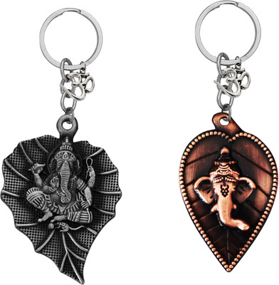 M Men Style Lord Ganesha Om Metal Key Ring – Keychain for Car, Bike & Office Skey591-592 Key Chain