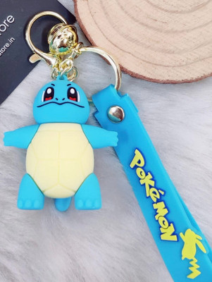 HappierYou Pokemon Squirtle 3D Silicon Keychain with Bag Charm and Strap Key Chain