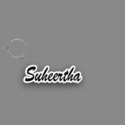 SY Gifts SYG Suheertha Name Keychain White And Black Key Chain