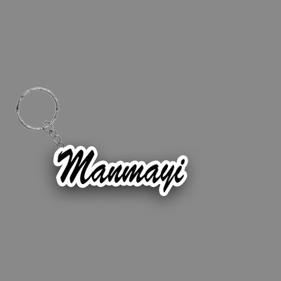 SY Gifts SYG Manmayi Name Keychain White And Black Key Chain
