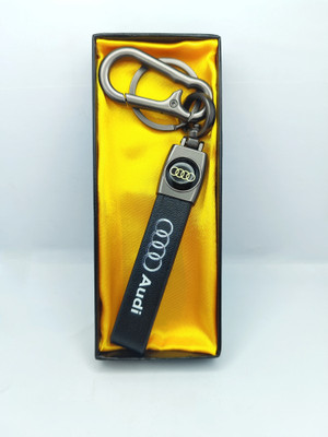 GSV Audi Car Logo Leather-Metallic Locking Key Chain
