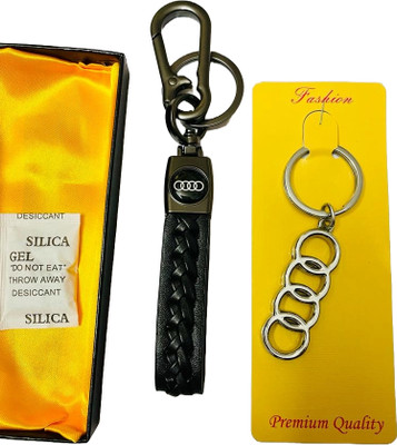 GKM Audi Car logo stripped and chrome finish keychain for cars Key Chain
