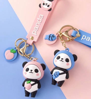 SHRI JI Rubber Panda Keychain with Strap Pack of 2 Keychain Key Chain