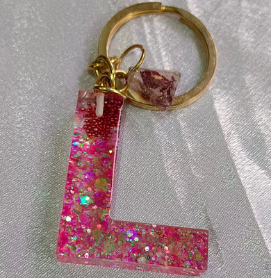 SK Gallery Arts Letter A Keychain Sequin Resin Tassel Key Ring Gift Key Chain