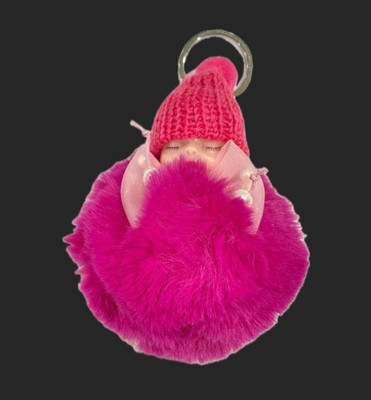 SHRI JI Cute Sleeping Baby Doll Keychain Keyring PINK Key Chain