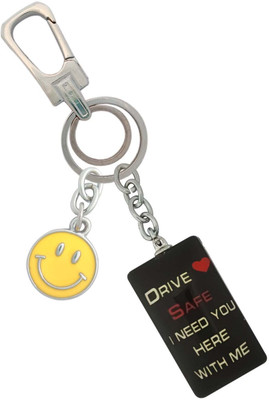 SHOKY LOOKS Excellent Quality Drive Safe I Need You Here With Me With Smiley Locking Lock Key Chain