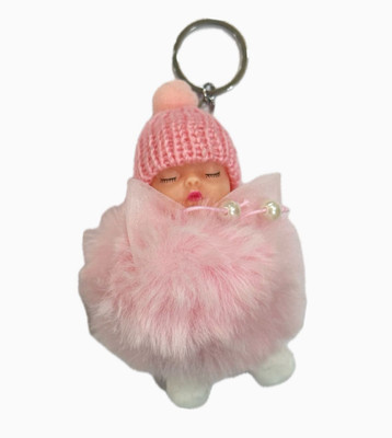 SHRI JI Cute Sleeping Baby Doll Keychain Baby PINK Key Chain