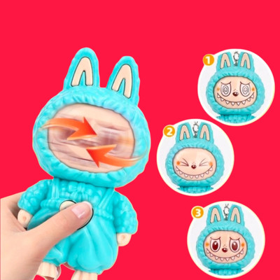 FlyTouch Funny Labubu Expression Changing Toy Keychain for Bag, Car, and Bike Key Chain