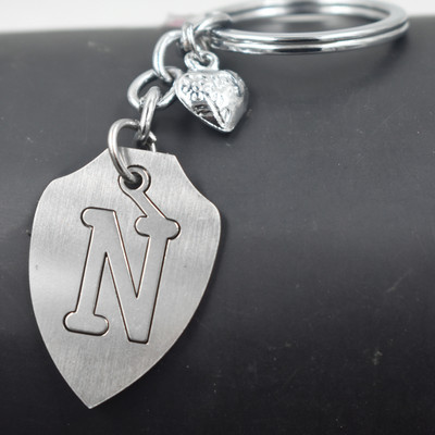 AFH Alphabet Initial Letter N Feng Shui Love Heart symbol Charm Keychain for Luck Key Chain