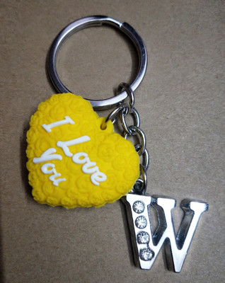 ShopTop Yellow Heart With W Letter Bike Key Chain 01 Key Chain