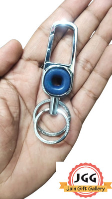 JGG Jain Gift Gallery 8030 Omuda Stylish Hook Locking Silver Metal Carabiner Double Ring Hook Key Chain