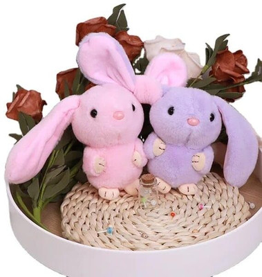 Tera13 Keychain Long Ears Rabbit Soft Stuffed Figure Toy Keychain Keyring For Bag Key Chain