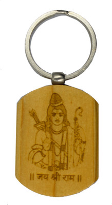 AFH Jay Shree Ram Brown wooden Religious Keychain for Men and Women Key Chain