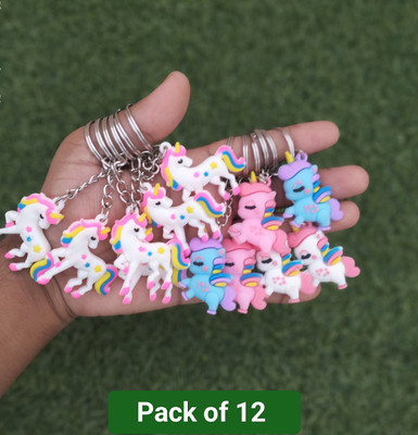 mr sales Two Designs of Unicorn 3D Soft Silicone band Miniature KeyChain (Pack of 12) Key Chain