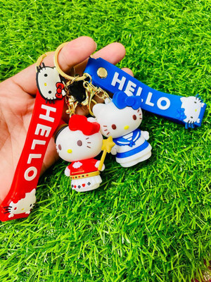 GKM Cute Hello Kitty combo set 3D strap charm keychain key ring Key Chain