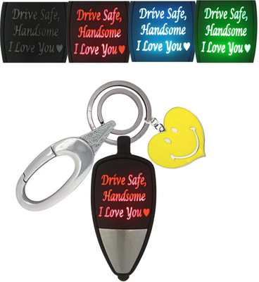HANDSOME ISK Colorful Drive Safe Handsome I Love You Light With Mustache Locking Lock Key Chain