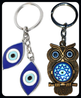 MAG BEE Evil Eye proection (Design-2 & Design-8) Pack of 2 for Car Bike-kC518-Premium Key Chain