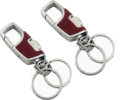 StealODeal Stainless Steel Rust Proof Double Ring Red Hook Key Chain