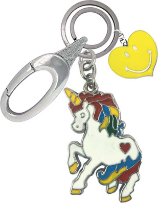 HANDSOME ISK Multicolor Beautiful Unicorn With Smiley Heart Locking Lock Key Chain