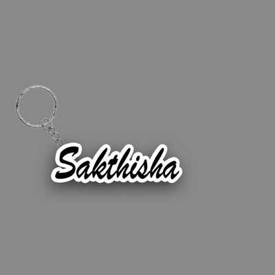 SY Gifts SYG Sakthisha Name Keychain White And Black Key Chain