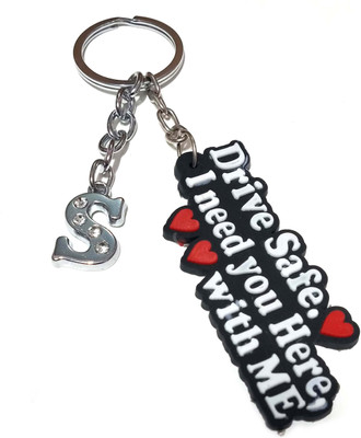 Meeko.com S letter with Drive Safe Rubber key chain 0S Key Chain