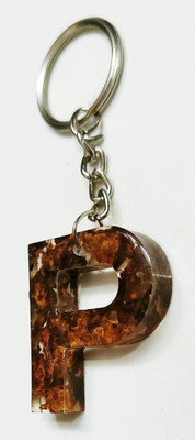 IG Crafter Ultra Shiny Natural Rose Petals used P Alphabet Keychain Key Chain