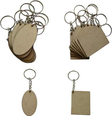 Ecomology Pack of 50 (25Rectangle & 25Oval) 2 Shape Key Chains with Ring (50 x 50) mm Key Chain