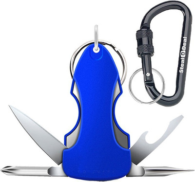 PINMORA 50MM Screw Locking D Shape with Blue Multi-Tool Key Chain