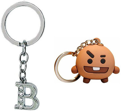 Newview BTS SHOOKY Characters 3D Rubber with Alphabet B Keychain and Keyring Key Chain