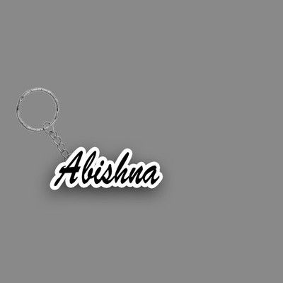 SY Gifts SYG Abishna Name Keychain White And Black Key Chain