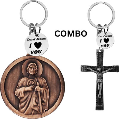 M Men Style Lord Jesus Keychain Combo– Sacred Heart Religious Keyring Set SkeyCom629-667 Key Chain