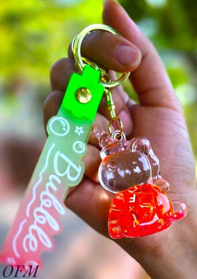 OFM Lovely Transparent Unicorn Designed Orange-With Buckle & Belt Key Chain