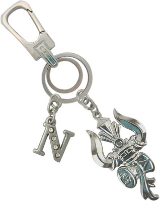 SHOKY LOOKS Mahadev Trishul Damaru With N Letter Locking Lock Antique God Key Chain Key Chain