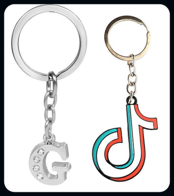 Meeko.com Alphabet Letter G Metal Design and tik tok 001-A Key Chain