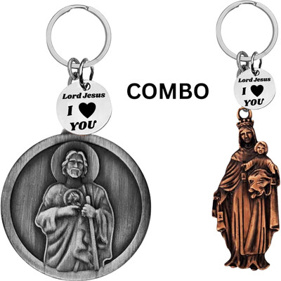 The Men Gift Lord Jesus Keychain Combo– Sacred Heart Religious Keyring Set ShivkeyCom631-653 Key Chain