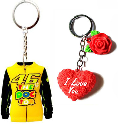 Meeko.com Red Heart Rubber With Jacket Bike Key Chain 017rv Key Chain