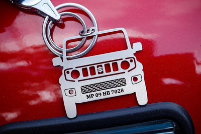 kraftnix Jimny Customizable Engraved Stainless Steel Key Ring With Number Plate Key Chain