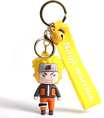 Daiyamondo Angry Naruto 3D keychain Naruto Anime Key rings Ninja Warrior With Long Ribbon Key Chain
