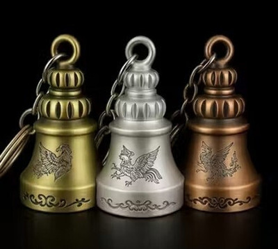 KOGENT ENTERPRISES Guardian Bell Keychain Set - Antique Gold, Silver & Copper Tones | Lucky Charm Key Chain