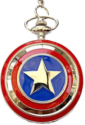 BBG NEW_Captain America Avengers Vintage Pocket Watch Metal Keychain Classic keyring Key Chain