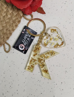 SnipNclip Crafts K Letter Golden Flakes Keychain Key Chain