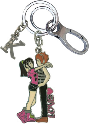 HANDSOME ISK Beautiful Couple Love With Stylish K Letter Locking Lock Key Chain