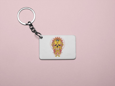 Rushaan Skull (BG Yellow) - Printed acrylic animated Keychain(Pack Of 2) Key Chain