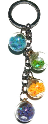 ShopTop Colorized Glitter Star Filled Drifting Bottle Keychain 4 Glass Key Chain