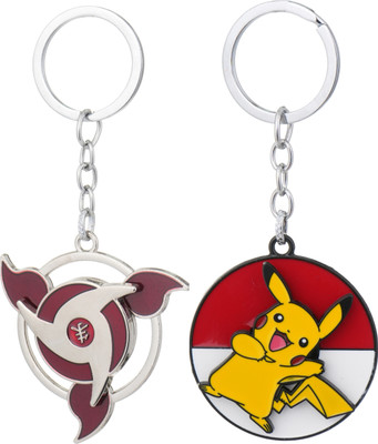 twilight shine Rotating Sharingan Eye and Rotating Pikachu Keychain Set Key Chain