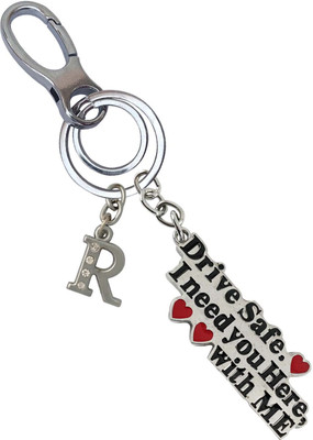 SHOKY LOOKS Beautiful Design Drive Safe I Need You Here With Me With R Letter Locking Lock Key Chain