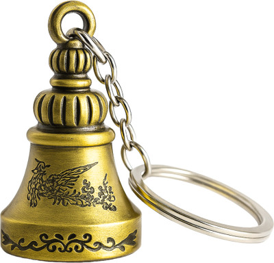 Wonderwhimzy Tibetan Bell Keychain Temple Bell Keychain Metal Guardian bell Key Chain YELLOWY Key Chain