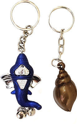 ShopTalk Lord Ganesha with Sea shell Combo pack of 2 Key Chain